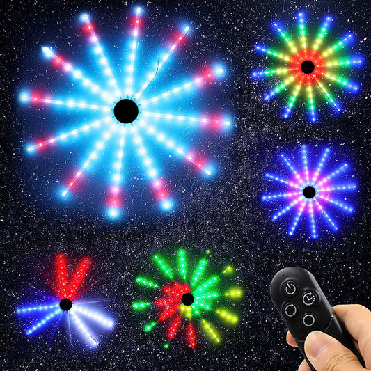 RGB Fireworks Led Lights, 96LEDS Dream Color Firework Lights with Remote Control，Starburst Lights for Bedroom Decorations, Christmas, Party, Bar, Dorm, Wall