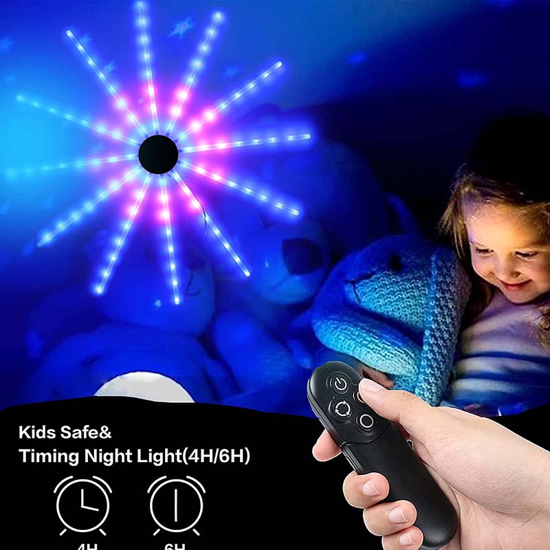RGB Fireworks Led Lights, 96LEDS Dream Color Firework Lights with Remote Control，Starburst Lights for Bedroom Decorations, Christmas, Party, Bar, Dorm, Wall