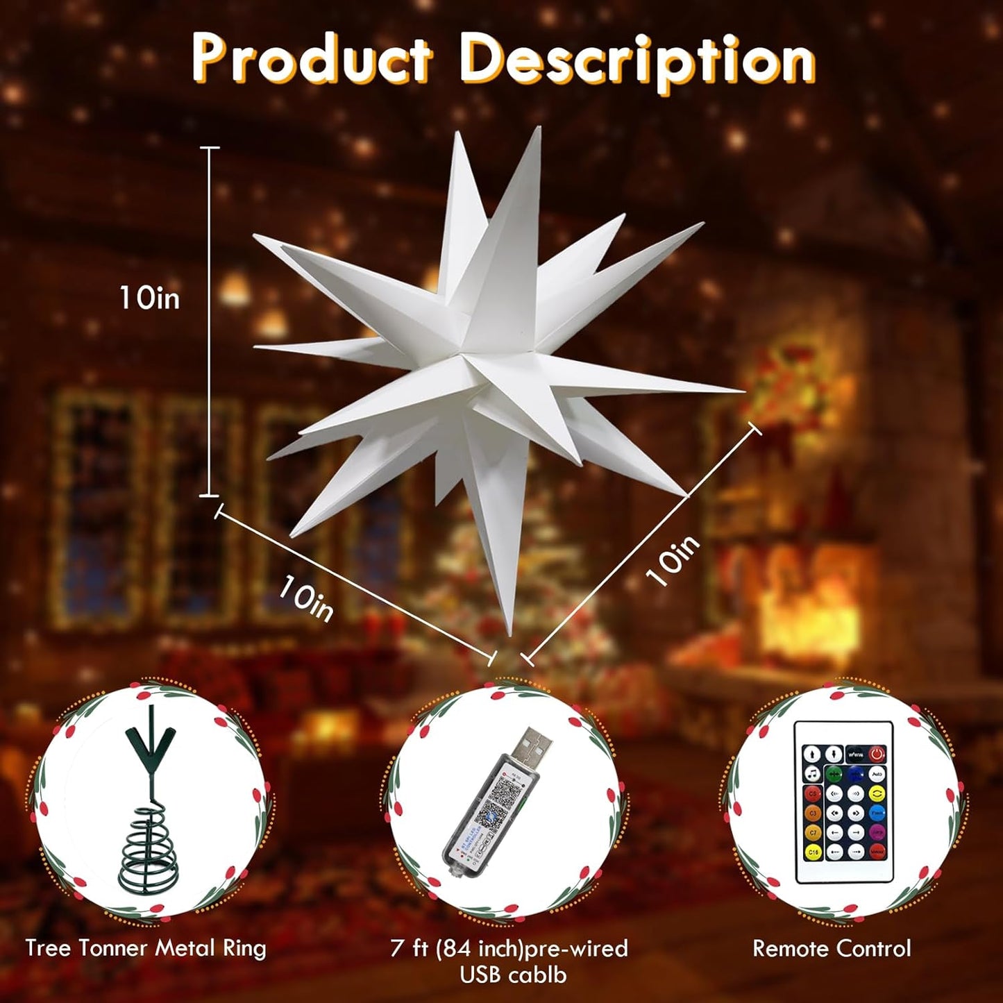 Christmas Star Tree Topper Moravian Star Light, LED Bluetooth App & RGB Remote Control Star Lights, Music Sync Color Changing, Indoor and Outdoor Hanging Xmas Bethlehem Star(20 inch)