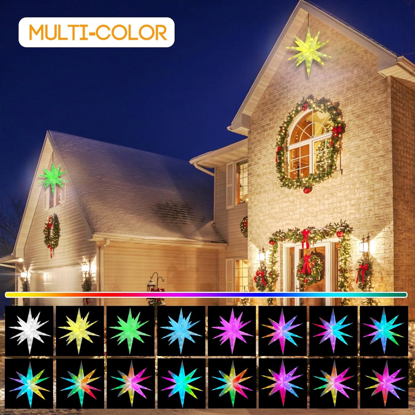 Christmas Star Tree Topper Moravian Star Light, LED Bluetooth App & RGB Remote Control Star Lights, Music Sync Color Changing, Indoor and Outdoor Hanging Xmas Bethlehem Star(20 inch)